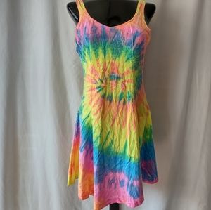Real Vintage 80s Rad Tie-dye Boho Skater Dress One Size Made in USA